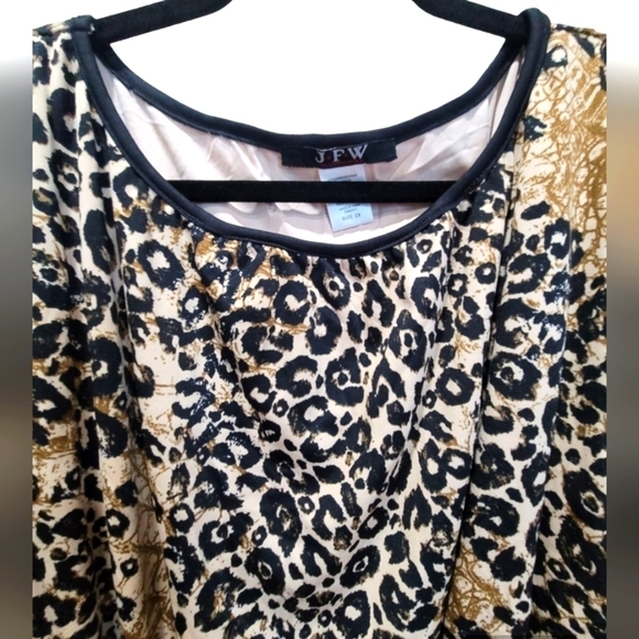 2X Animal Print Short Sleeve String Tie Midi Dress - Picture 4 of 7